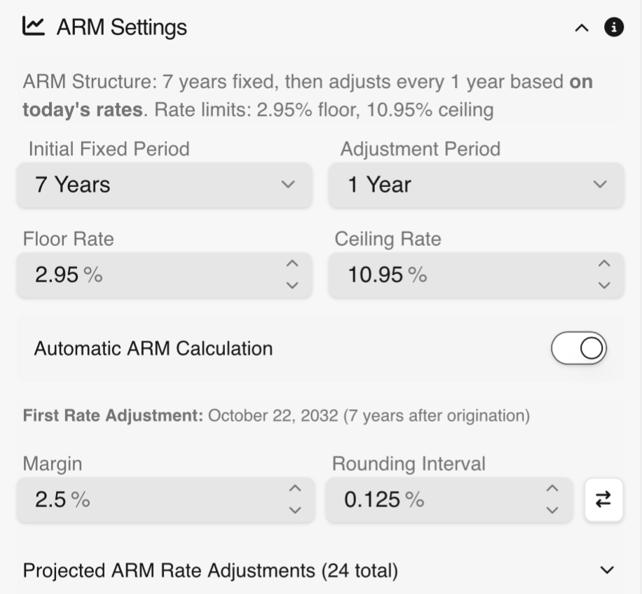 ARM (Adjustable Rate Mortgage) screenshot